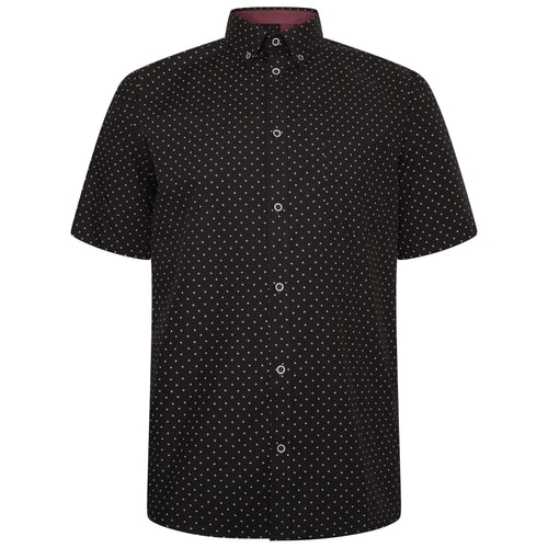 KAM Short Sleeve Dobby AOP Shirt Black
